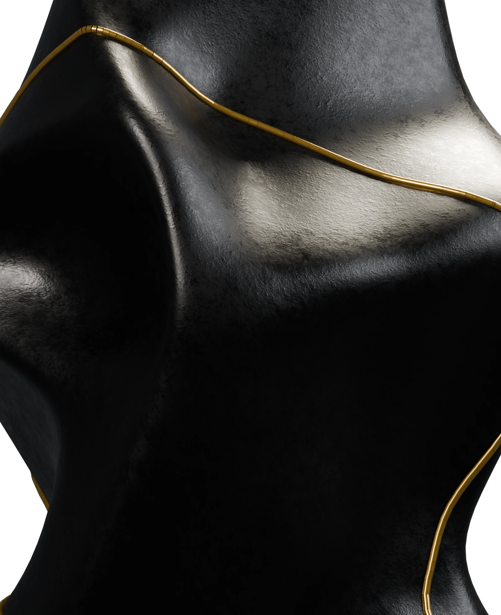 Close view of the actual Cendre ceramic texture and gold along its repaired edges