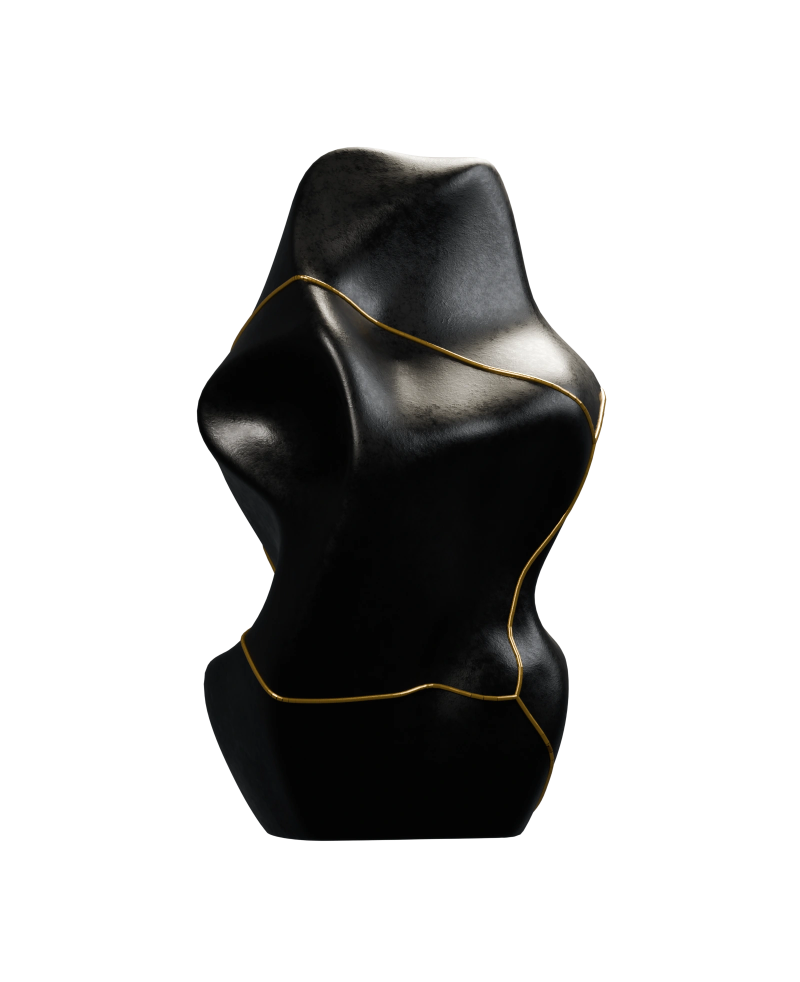 The real Cendre 02 sculpture, repaired along its fractures with gold